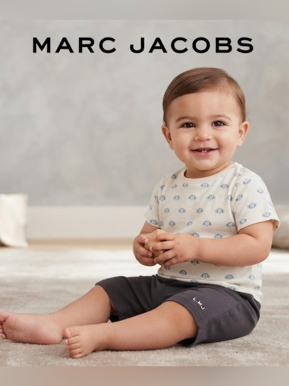 Authentic Little Marc Jacobs baby designer Monkey Print onesie outfit sz 18 M